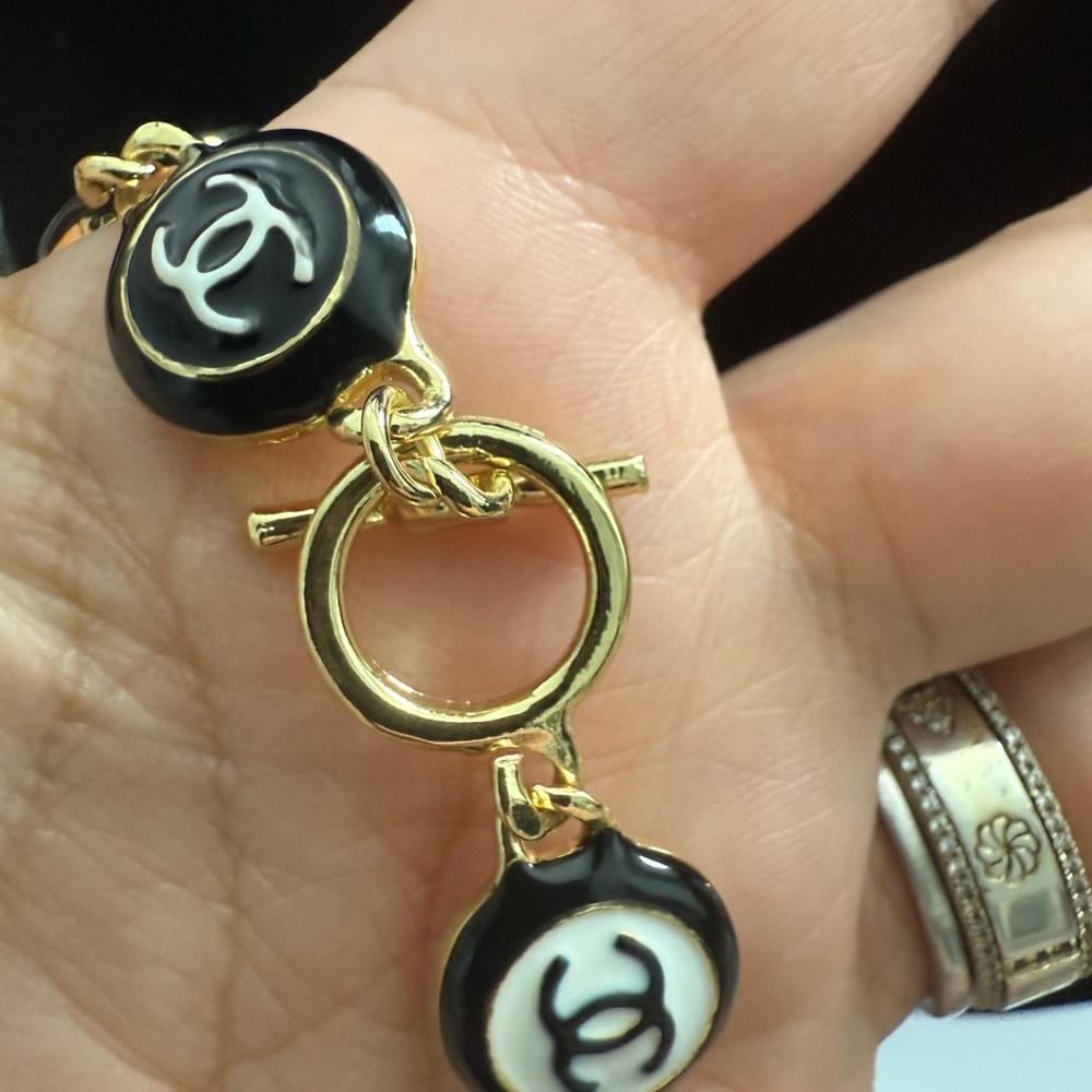 New upcycled Chanel Black white and Gold Women's Necklace - Picture 10 of 11